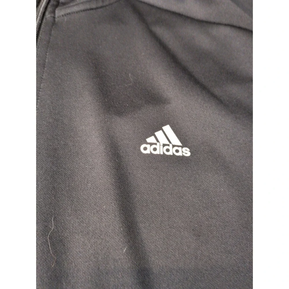 Adidas Mens Full Zip Hoodie Black Track Jacket 3 Stripe Logo Large RN 88387